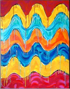 Wavy-gravy, modern abstract, latex enamel on canvas, 36”x48”