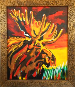 Sunset Moose, acrylic on canvas, 28”x33”